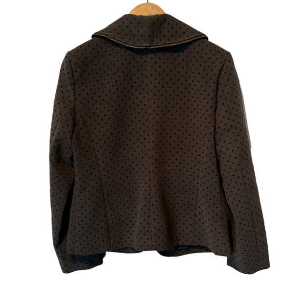 Spanner grey polka dot ruffle front zipper detail coat size 6 - Picture 2 of 6